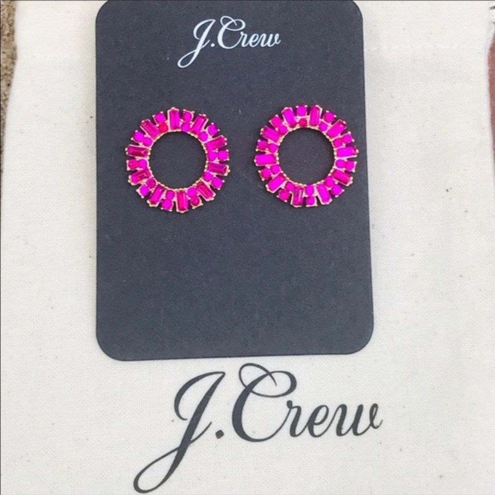 J.Crew NWT Pink Pavé Circle Stud Earrings NWT